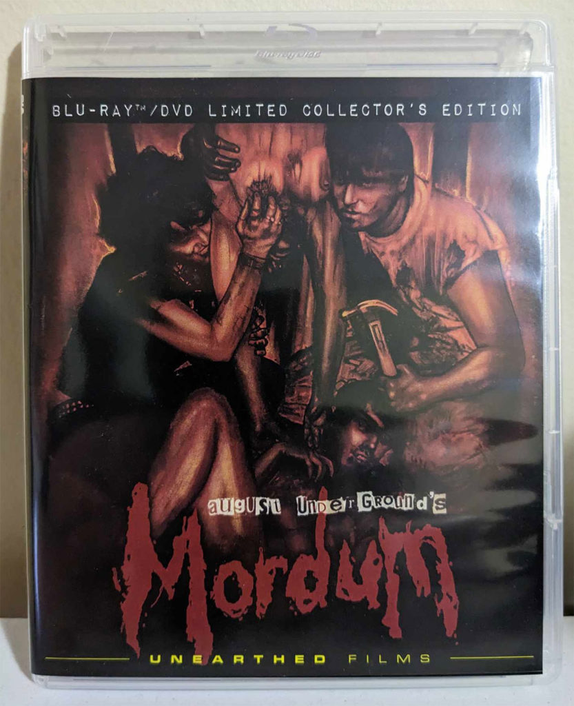 August Underground's Mordum blu-ray cover artwork from Unearthed Films