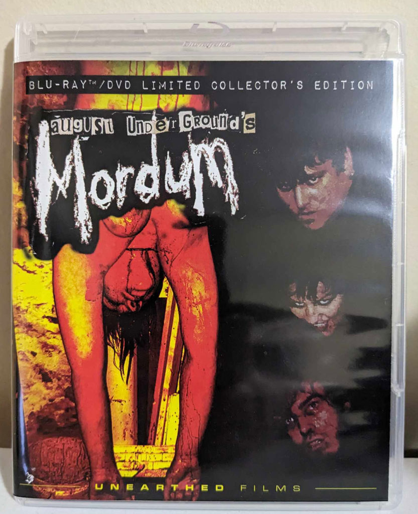 August Underground's Mordum blu-ray  reverse cover artwork from Unearthed Films
