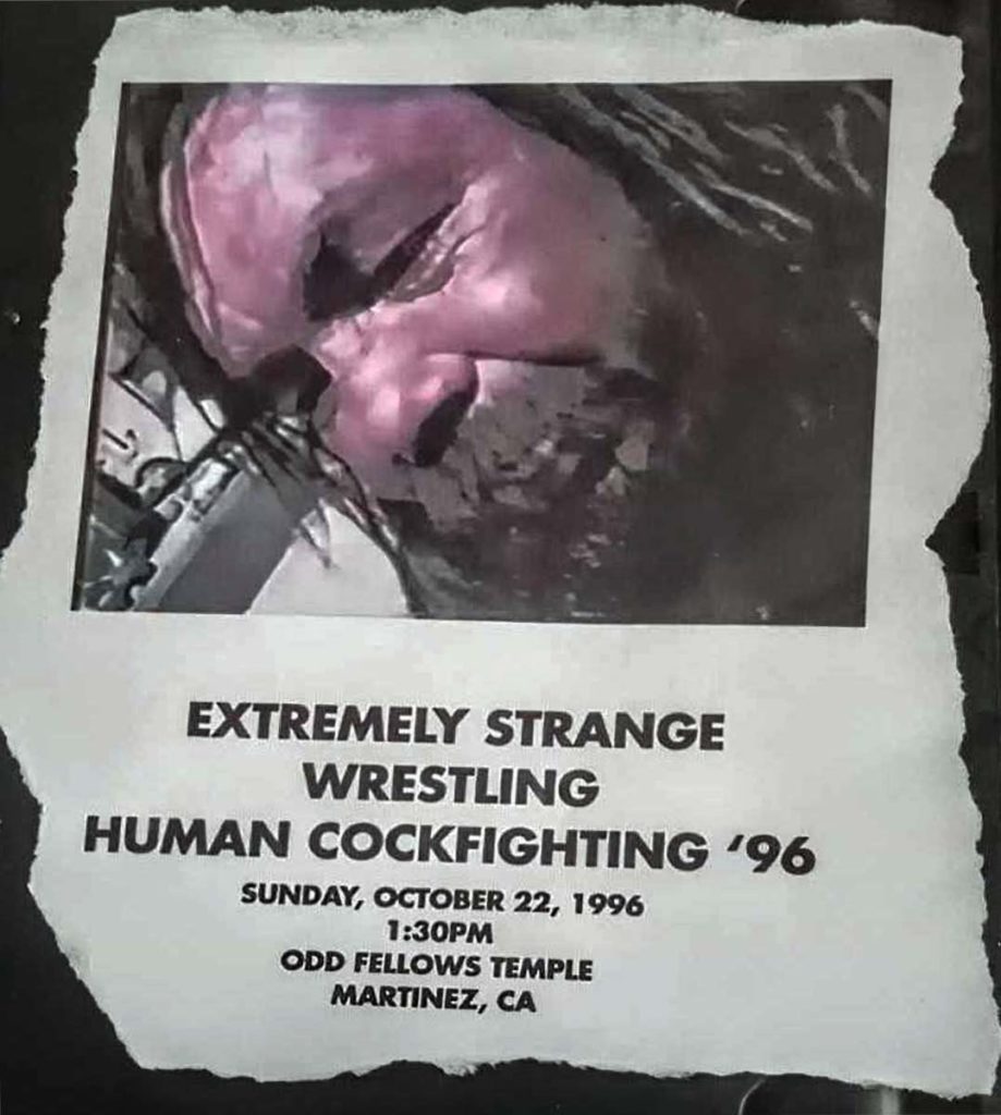 Extremely Strange Wrestling: Human Cockfighting '96 DVD cover artwork.