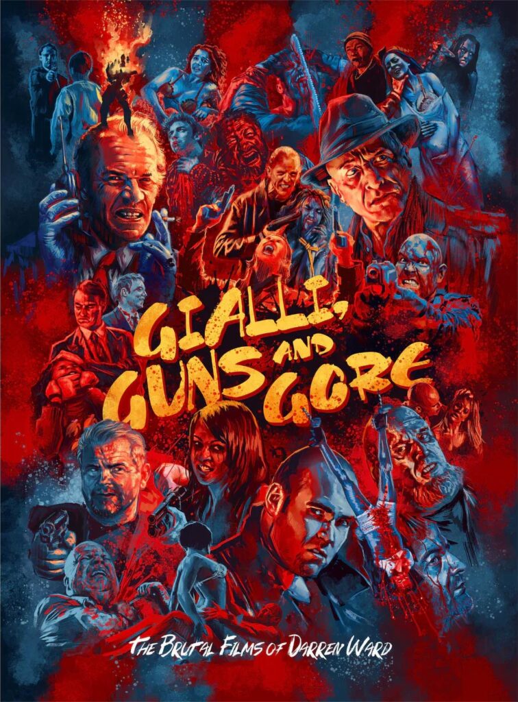 Gialli, Guns, and Gore blu-ray box set cover artwork from Treasured Films