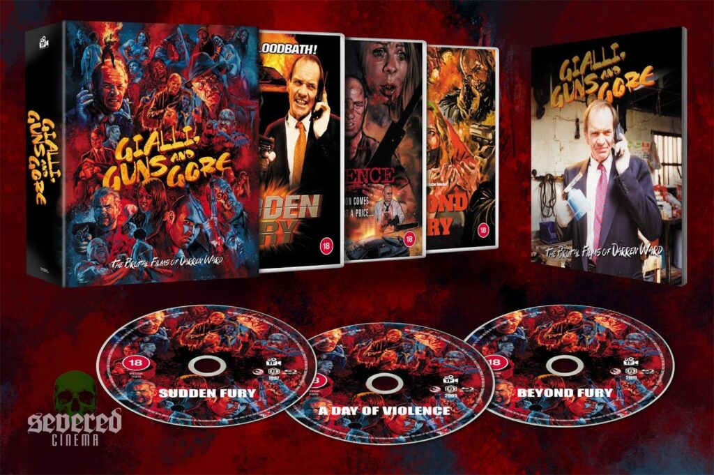 Gialli, Guns, and Gore blu-ray box set promo from Treasured Films