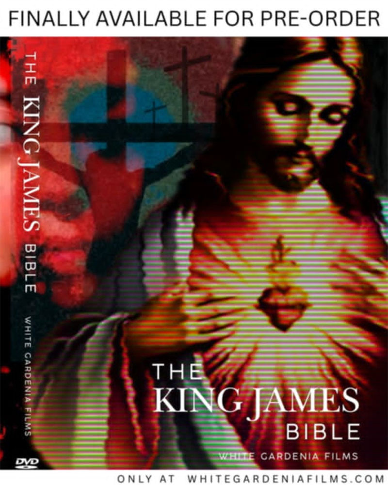 The King James Bible cover artwork from the White Gardenia Films release