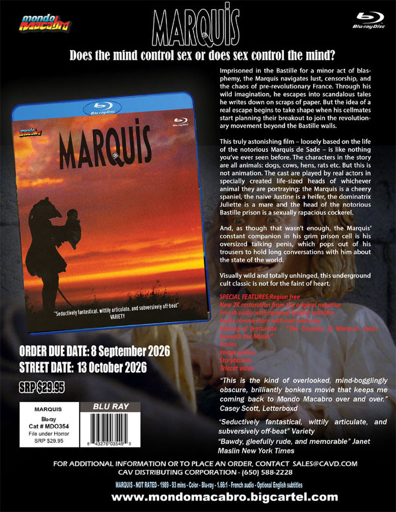 Marquis sell sheet from Mondo Macabro