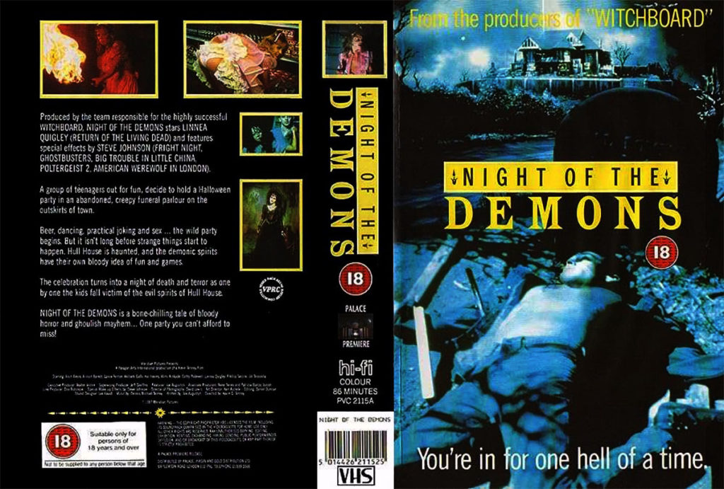 Night of the Demons UK VHS cover artwork