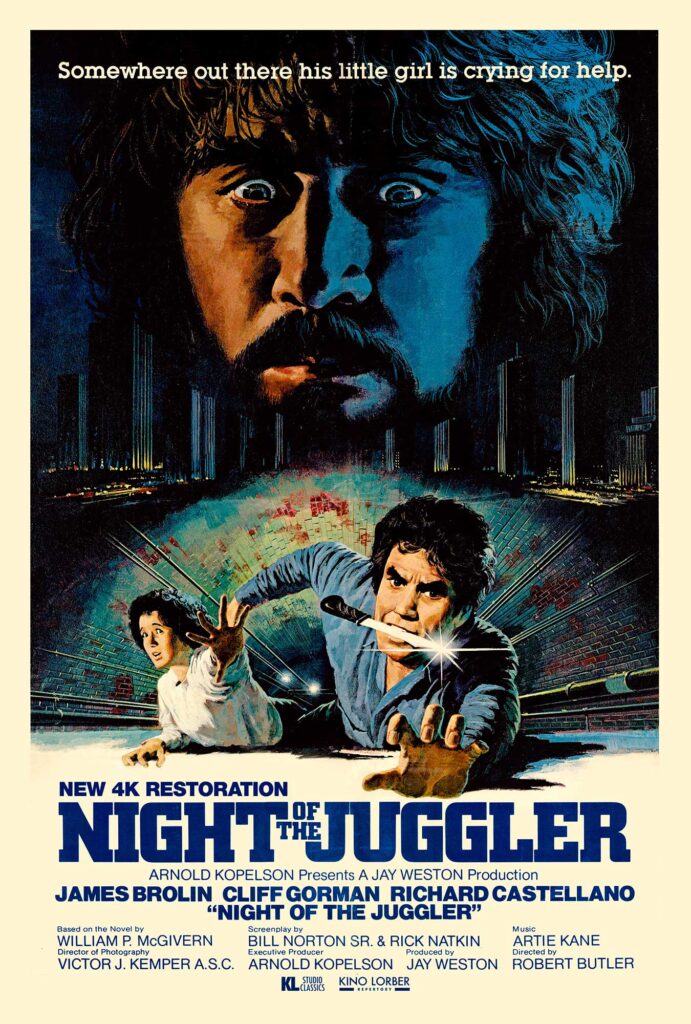 Poster artwork for the movie Night of the Juggler from Kino Lorber