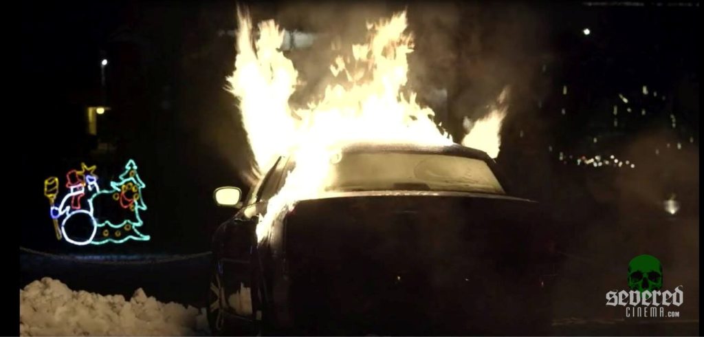 Car on fire in Once Upon a Time at Christmas
