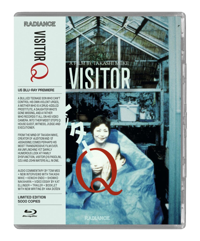 Cover artwork for Visitor Q on blu-ray from Radiance Films USA.