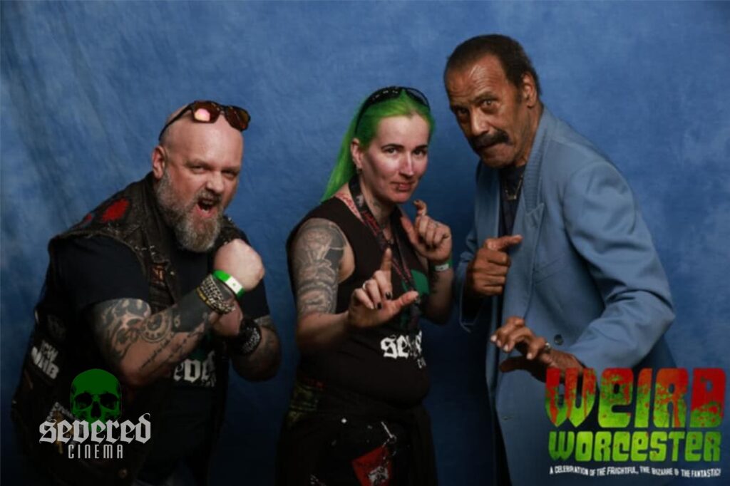 Photo of Jay Creepy, Willow Brian, and actor Fred Williamson at Weird Worcester.